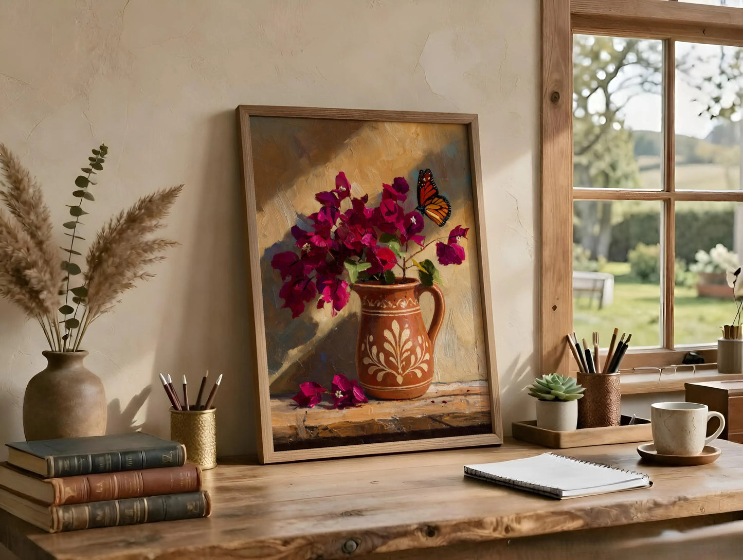 Mexico Bougainvillea Wall Art, Mexican Botanical Canvas