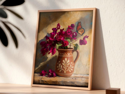 Mexico Bougainvillea Wall Art, Mexican Botanical Canvas