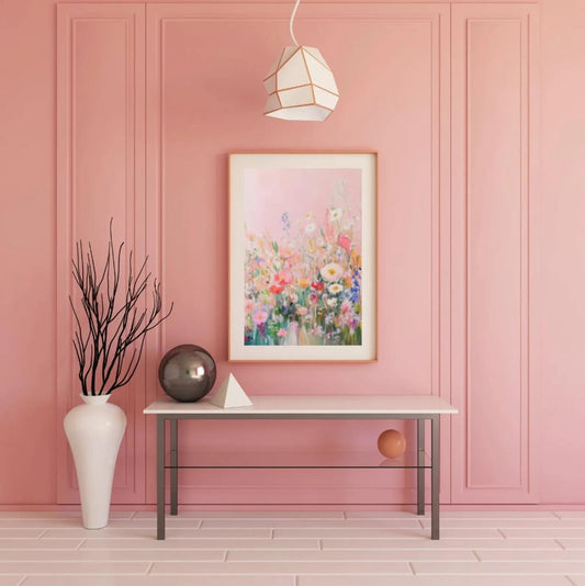 Soft Wildflower Pink Wall Art, Cottagecore Floral Canvas