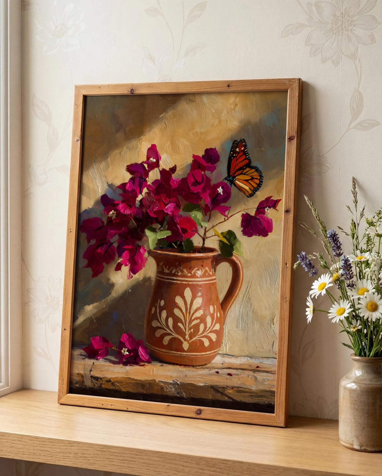 Mexico Bougainvillea Wall Art, Mexican Botanical Canvas