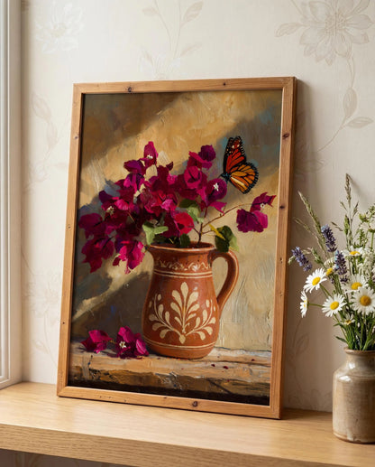 Mexico Bougainvillea Wall Art, Mexican Botanical Canvas
