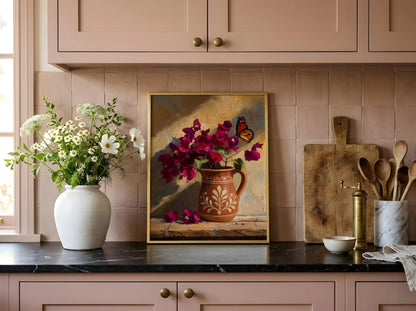 Mexico Bougainvillea Wall Art, Mexican Botanical Canvas